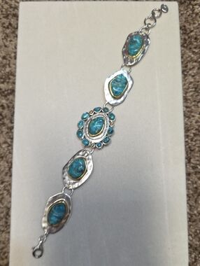 New Silpada Santa Fe Turquoise Stone Silver-Tone Women's Bracelet
